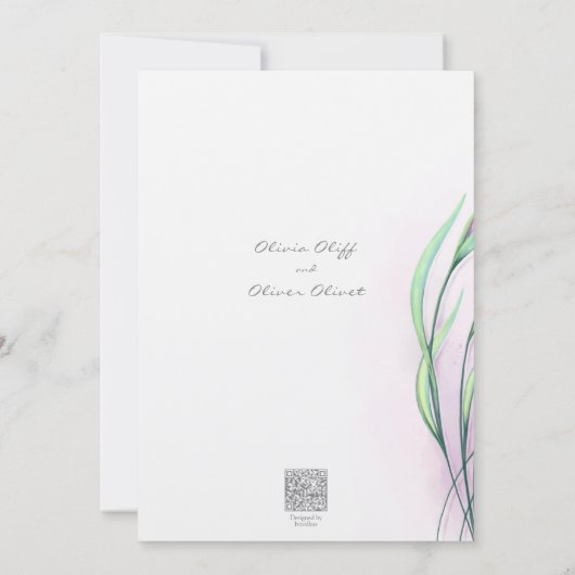 Zachte Paarse lelies bruiloft Kaart (Achterkant)