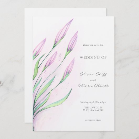 Zachte Paarse lelies bruiloft Kaart (Voorkant / Achterkant)