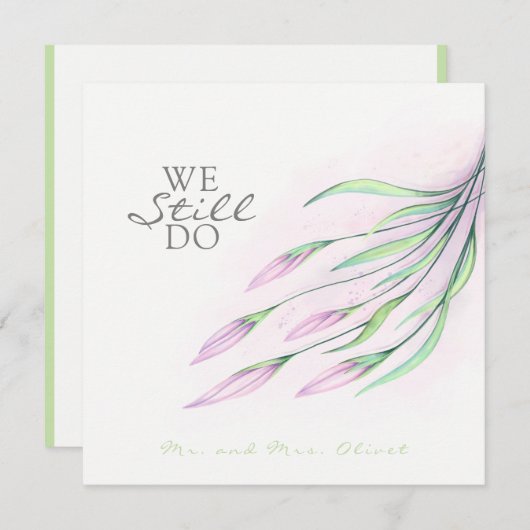 Zachte Paarse Lelies Vow Vernieuwing 25 Jaar Uitno Kaart (Voorkant / Achterkant)