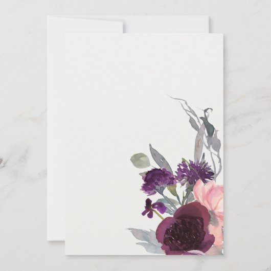 ZACHTE PAARSE LILA FLORAAL BEWAREN DE DATUM KAART (Achterkant)