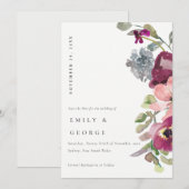 ZACHTE PAARSE LILA FLORAAL BEWAREN DE DATUM KAART (Voorkant / Achterkant)