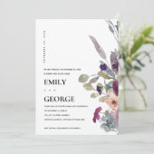 ZACHTE PAARSE LILA FLORAAL WE HEBBEN DE KNOT INVIT BEDANKKAART (Staand voorkant)