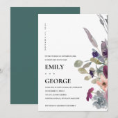 ZACHTE PAARSE LILA FLORAAL WE HEBBEN DE KNOT INVIT BEDANKKAART (Voorkant / Achterkant)