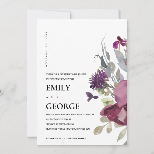 ZACHTE PAARSE LILA FLORAAL WE HEBBEN DE KNOT INVIT BEDANKKAART (Voorkant)