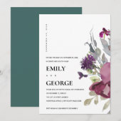 ZACHTE PAARSE LILA FLORAAL WE HEBBEN DE KNOT INVIT BEDANKKAART (Voorkant / Achterkant)