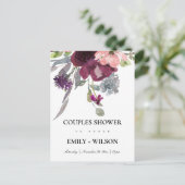 ZACHTE PAARSE LILA WATERVERF FLORAL COUPLES SHOWER UITNODIGING BRIEFKAART (Staand voorkant)