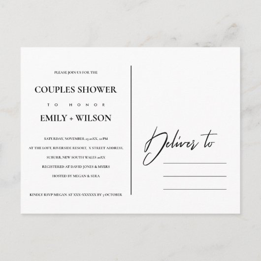ZACHTE PAARSE LILA WATERVERF FLORAL COUPLES SHOWER UITNODIGING BRIEFKAART (Achterkant)