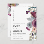 ZACHTE PAARSE LILA WATERVERF STROOM DE DATUM TE BE AANKONDIGINGSKAART (Voorkant / Achterkant)