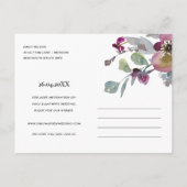 ZACHTE PAARSE LILA WATERVERF STROOM DE DATUM TE BE AANKONDIGINGSKAART (Achterkant)