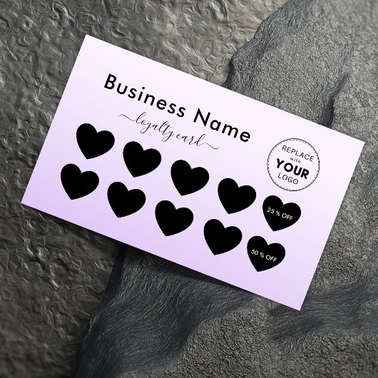 Zachte Paarse Ombre Voeg een minimale Logo korting Klantenkaartje