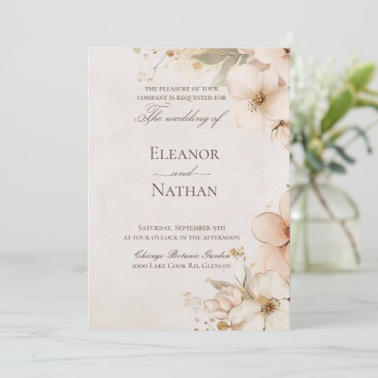 Zachte paarse rozen en verfijnde bruiloft kaart (Staand voorkant)