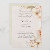 Zachte paarse rozen en verfijnde bruiloft kaart (Voorkant / Achterkant)