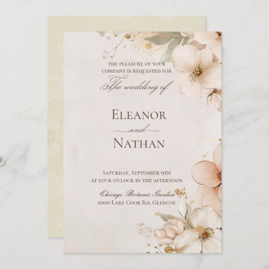 Zachte paarse rozen en verfijnde bruiloft kaart (Voorkant / Achterkant)