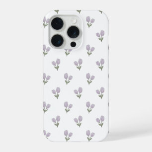 Zachte Paarse Tulp Patroon Minimalistische Estheti iPhone 15 Pro Case