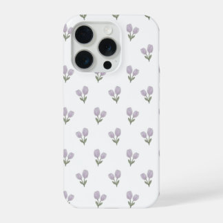 Zachte Paarse Tulp Patroon Minimalistische Estheti iPhone 15 Pro Case