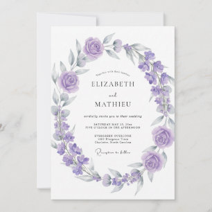 Zachte Paarse Violet Krans Bruiloft Kaart