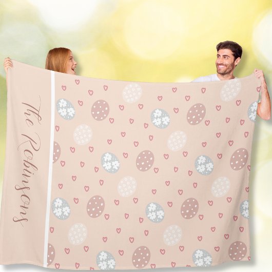 Zachte paaseieren en harten op maat fleece deken