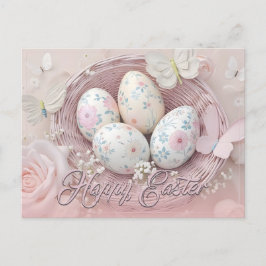 Zachte paasvreugde met bloemenmotief feestdagenkaart