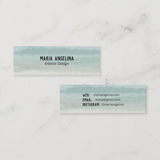 Zachte pagina Groene Abstracte Waterverf Mini Visitekaartje (Voorkant / Achterkant)