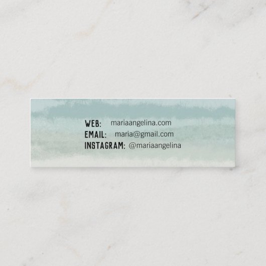 Zachte pagina Groene Abstracte Waterverf Mini Visitekaartje (Achterkant)