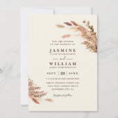 Zachte Pampas botanische boho QR-code bruiloft Kaart (Voorkant)