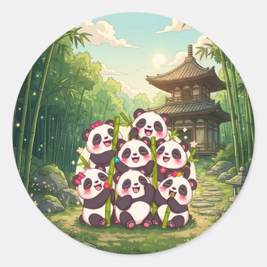Zachte Panda Bamboe Tuin Sticker (Voorkant)
