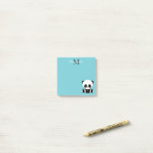 Zachte Panda Monogram Bubble Gum Blauw Post-it® Notes (Op bureau)