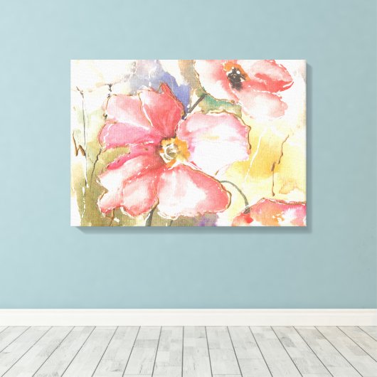 Zachte papaver I Canvas Afdruk (Insitu (Houten vloer))