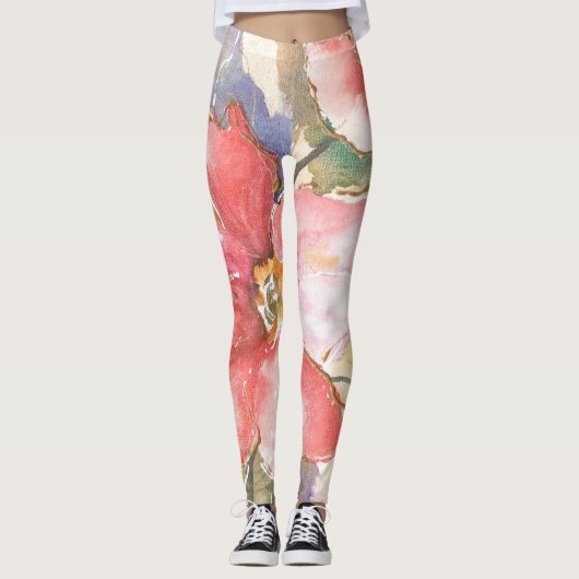 Zachte papaver I Leggings (Voorkant)