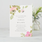 Zachte pasta Blush Roos Floral Vrijgezellenfeest U Bedankkaart (Staand voorkant)