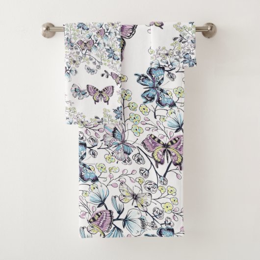 Zachte pasta Butterflies Bath Towel Set Bad Handdoek (Insitu)