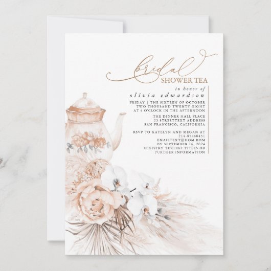 Zachte pasta Floral Pampas Grass Vrijgezellenfeest Kaart (Voorkant)