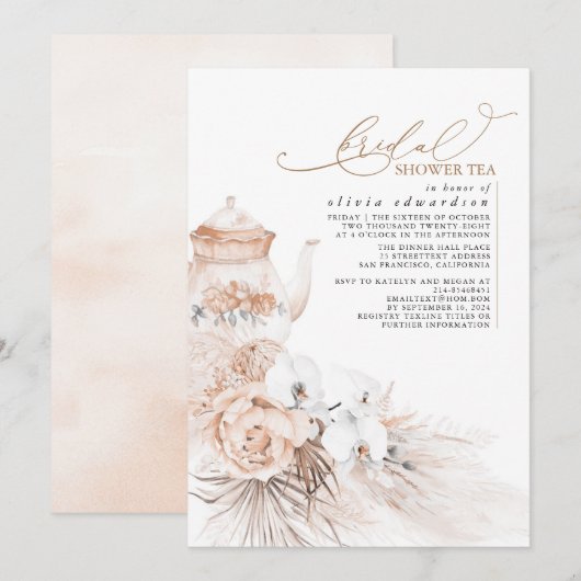 Zachte pasta Floral Pampas Grass Vrijgezellenfeest Kaart (Voorkant / Achterkant)