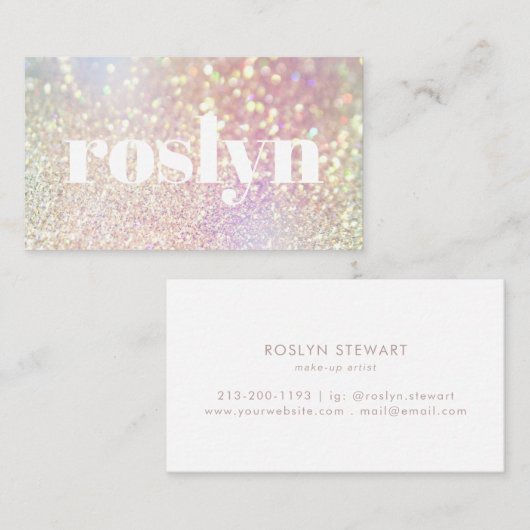 Zachte pasta Glitter Holographic Iridescent make-u Visitekaartje (Voorkant / Achterkant)