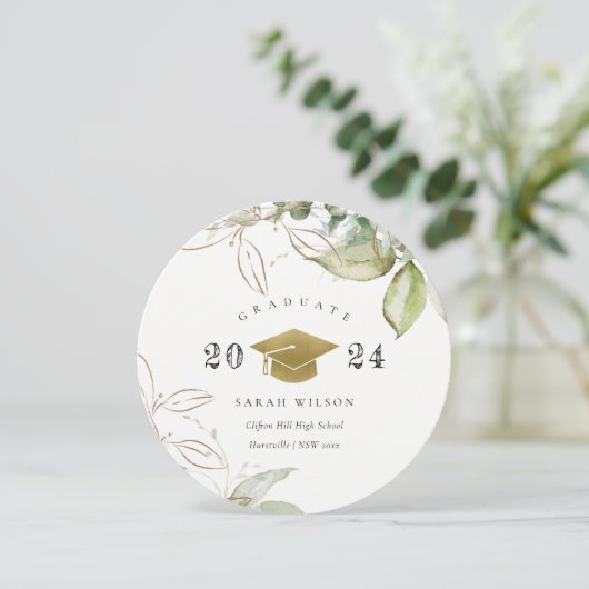 Zachte pasta Gold Green Foliage Graduage Cap Kaart (Staand voorkant)