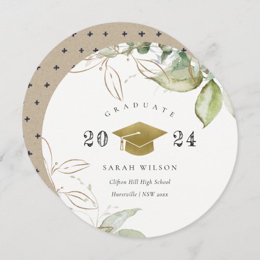 Zachte pasta Gold Green Foliage Graduage Cap Kaart (Voorkant / Achterkant)