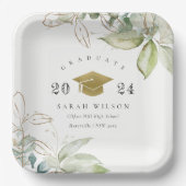 Zachte pasta Gold Green Foliage Graduage Cap Papieren Bordje (Voorkant)