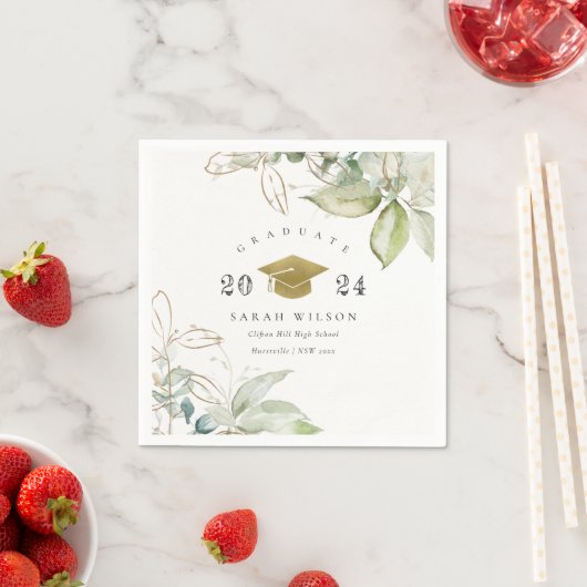 Zachte pasta Gold Green Foliage Graduage Cap Servet (Insitu)