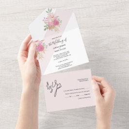 Zachte pasta-lenteset van de bloemen Waterverf All In One Uitnodiging
