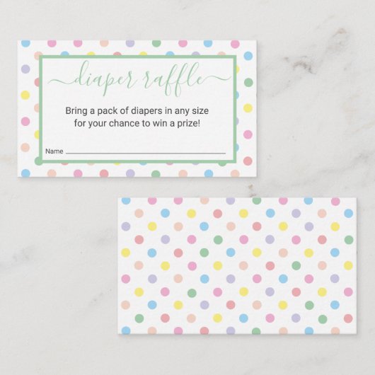 Zachte pasta poka Dots Baby shower Diaper Raffle Informatiekaartje (Voorkant / Achterkant)