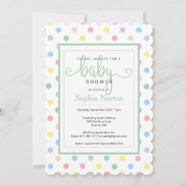 Zachte pasta poka Dots Baby shower Invitation Kaart