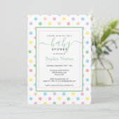 Zachte pasta poka Dots Baby shower Invitation Kaart (Staand voorkant)