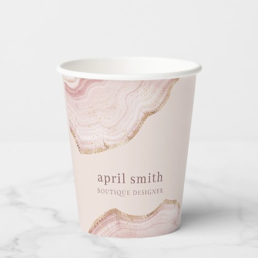 Zachte pasta, Roos goudkleurige marmer Papieren Bekers (Achterkant)