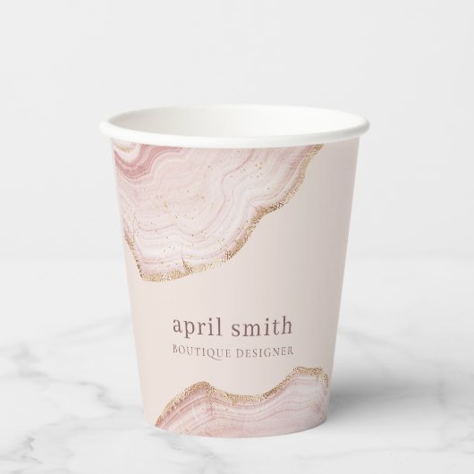 Zachte pasta, Roos goudkleurige marmer Papieren Bekers (Voorkant)