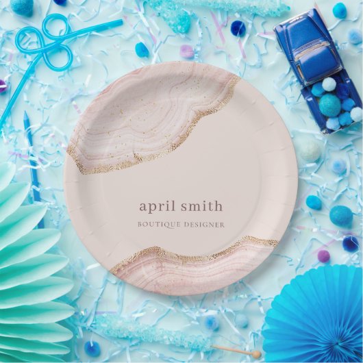 Zachte pasta, Roos goudkleurige marmer Papieren Bordje (Feest)