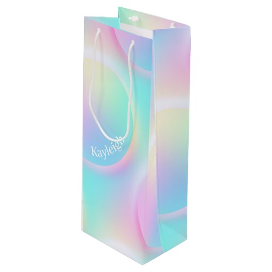 Zachte pasta voor regenbooggradiënt wijn cadeautas (Voorkant Gekanteld)