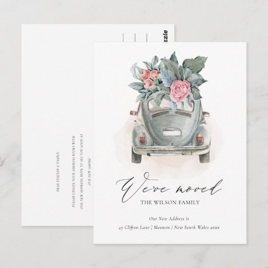 Zachte pasta-Waterverf Floral Car We hebben verhui Briefkaart (Voorkant / Achterkant)
