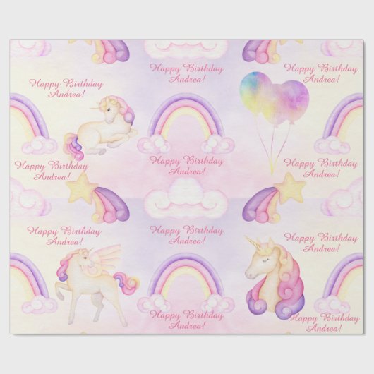 Zachte pasta's en regenbogen, eenkleurige wolken e cadeaupapier (Vlak)