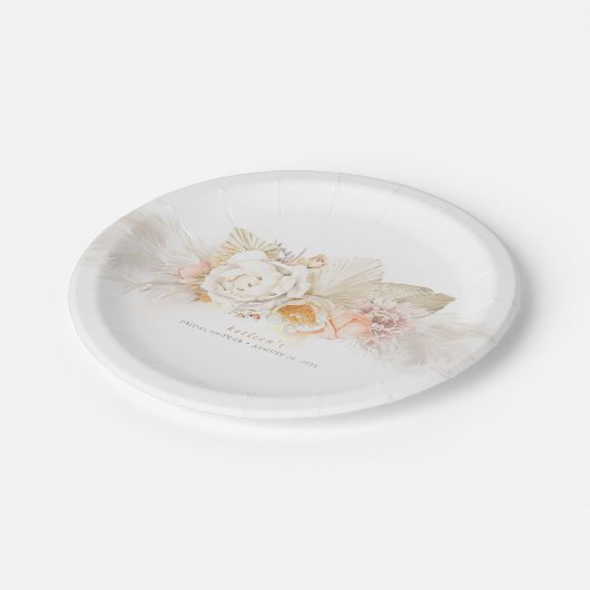 Zachte pasta's, gras- en Tenderbloemen Papieren Bordje (Gekanteld)