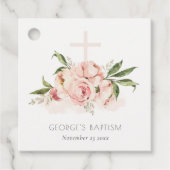 Zachte pasta's Roos Floral Cross Bunch Baptisme Bedankjes Labels (Voorkant)